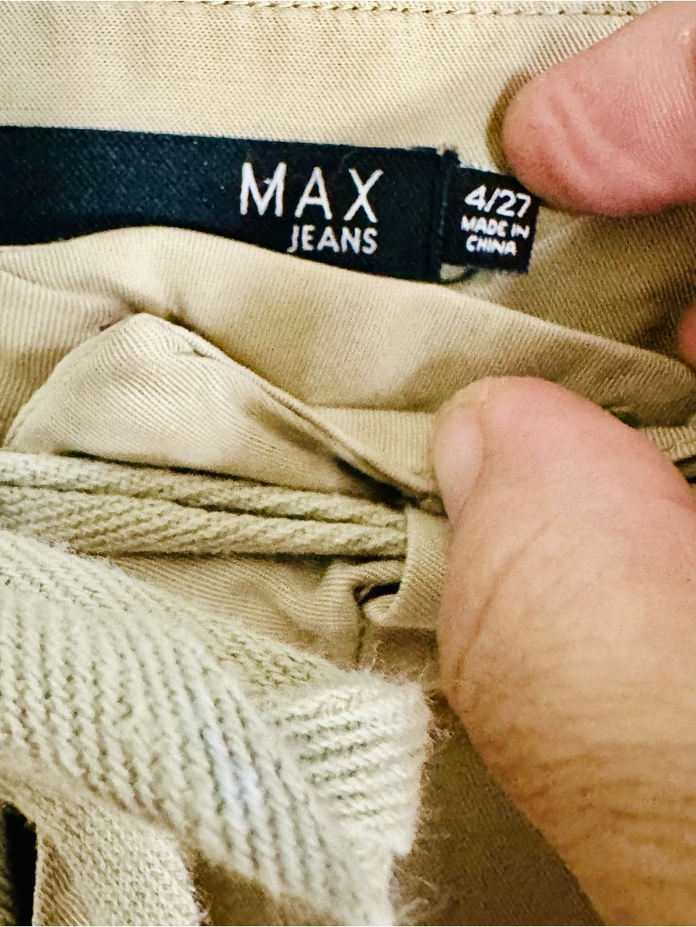 MAX Jeans Khaki Drawstring Trouser Shorts | Casual Utility Shorts | Size 4/27 - Picture 3 of 4